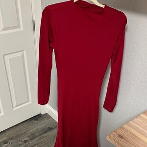 Elegant Red Long Sleeve Dress